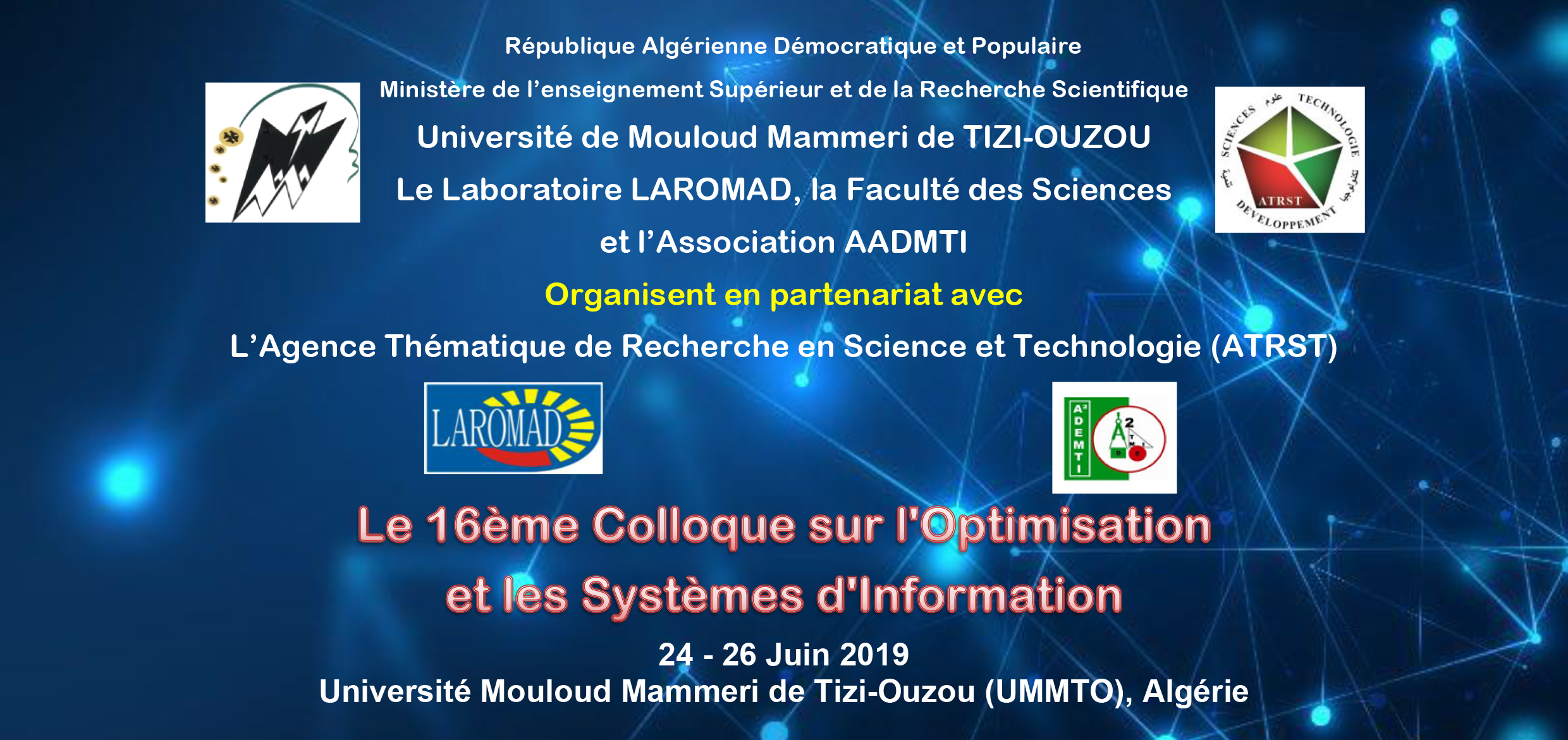 Colloque sur l’Optimisation et les Systèmes d’Information  COSI’2019, 24 au 26 Juin 2019, Tizi Ouzou (Algérie)