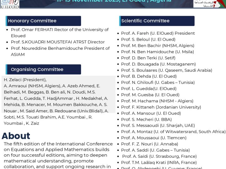 5-th International conference in operator theory, PDE and applied mathematics, In conjunction with the 1st Congress of ASIAM